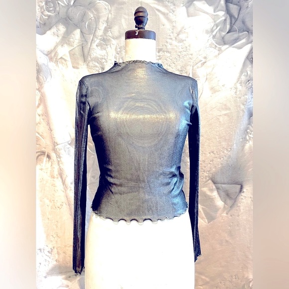 **ON HOLD*********.  Topshop Trinny Metallic mesh top - Picture 3 of 8